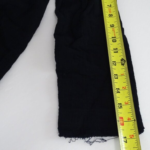 LOGO Lori Goldstein Black Button Front Gauze Top Women Size XXS Pockets Raw Hem - Picture 9 of 10